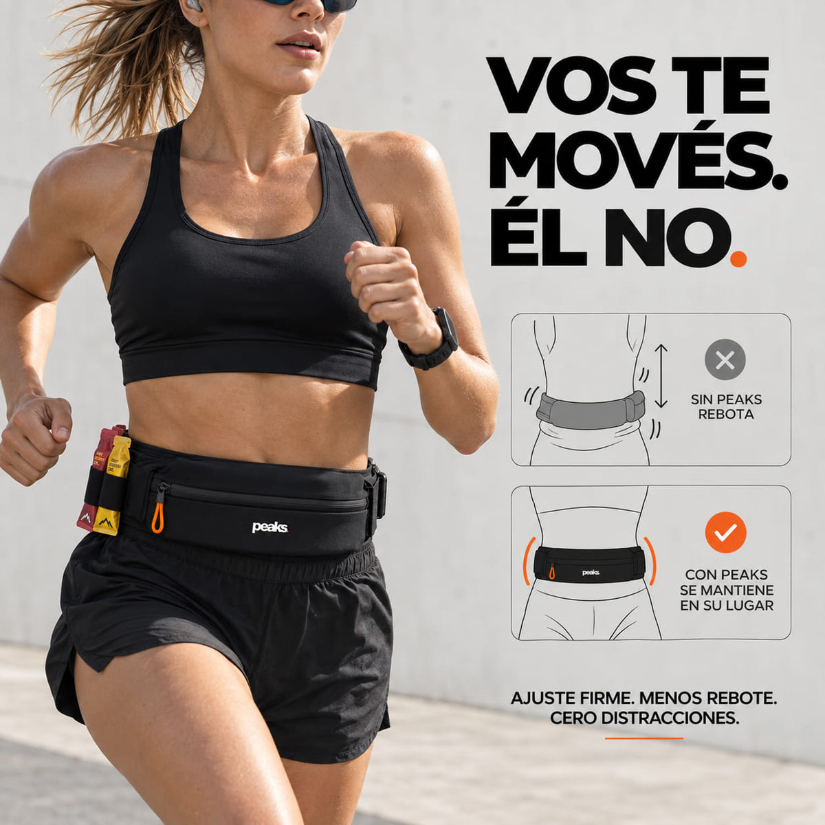 Cinturón deportivo Peaks® ergonómico Anti-Rebote Impermeable P5