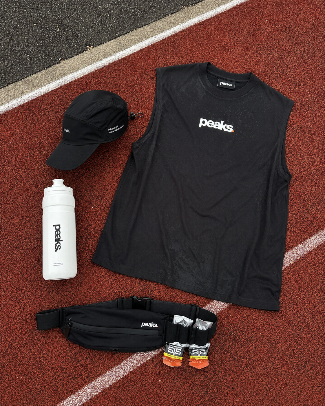 Running belt + lentes + gorra