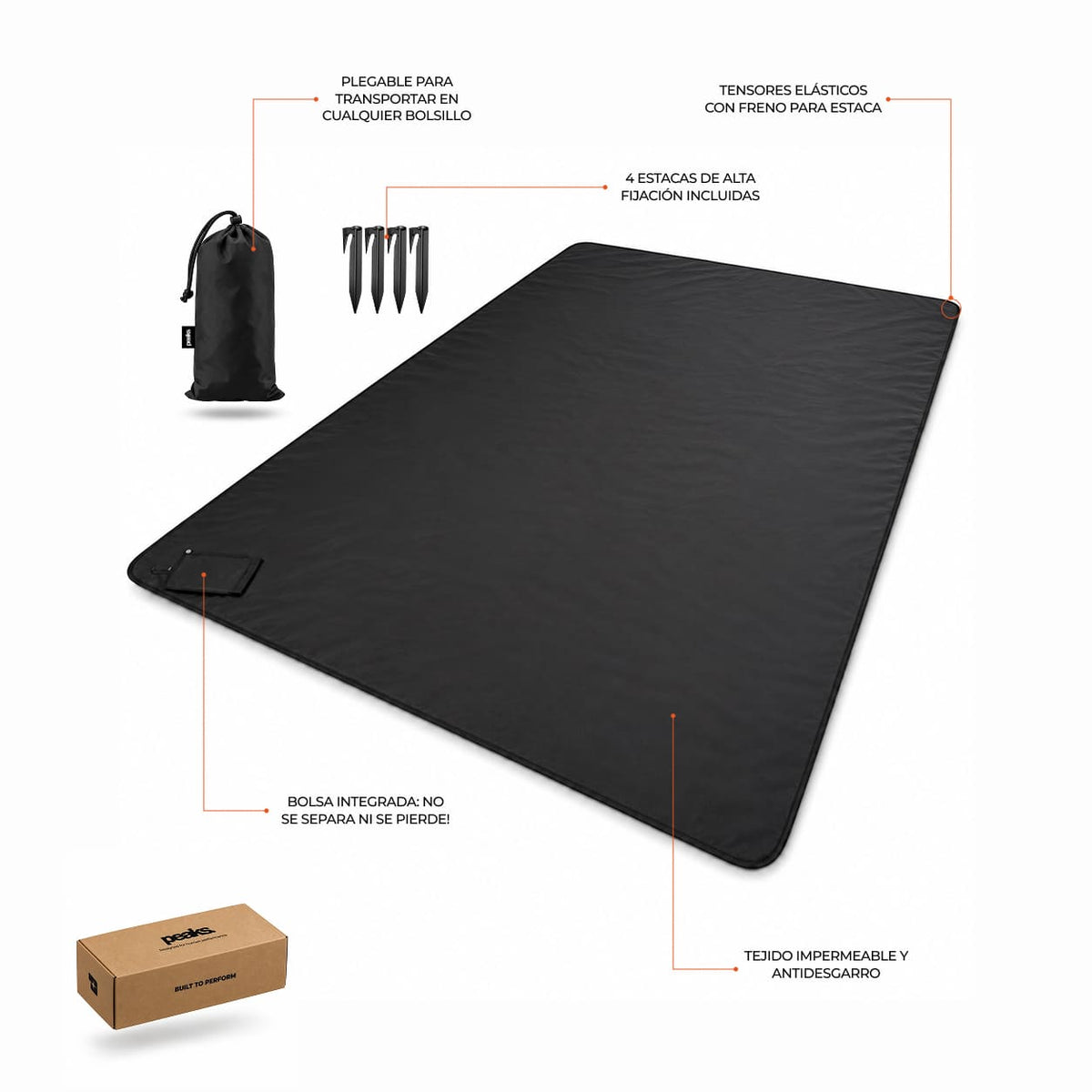 Mat lona impermeable plegable de bolsillo Peaks® (+ estacas)