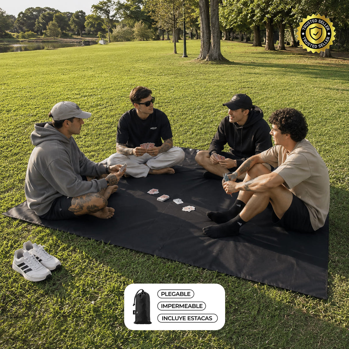 Mat lona impermeable plegable de bolsillo Peaks® (+ estacas)