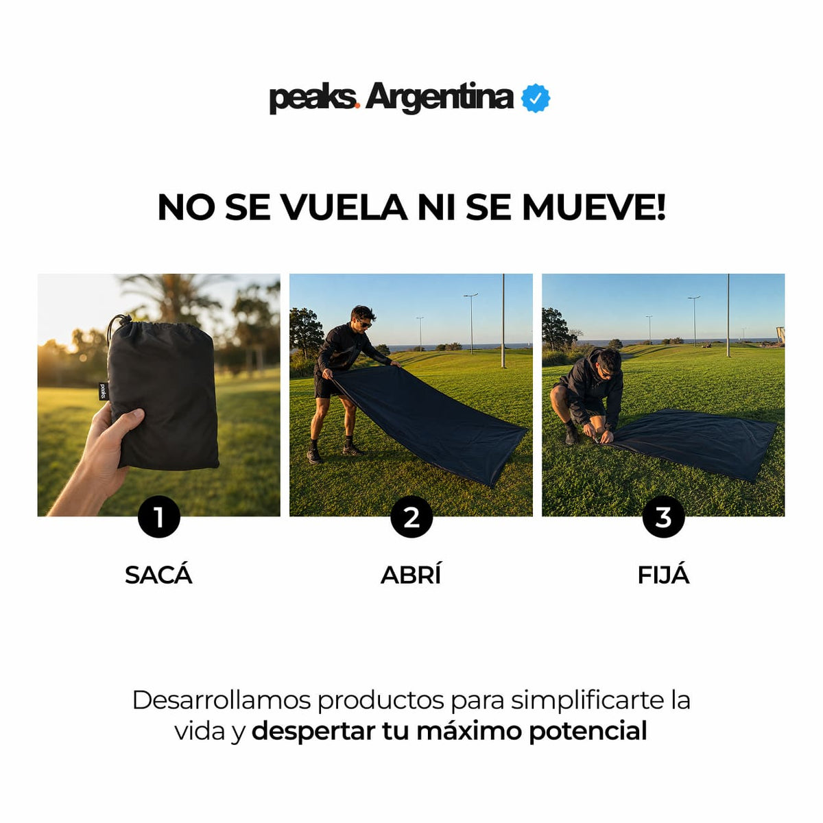 Mat lona impermeable plegable de bolsillo Peaks® (+ estacas)