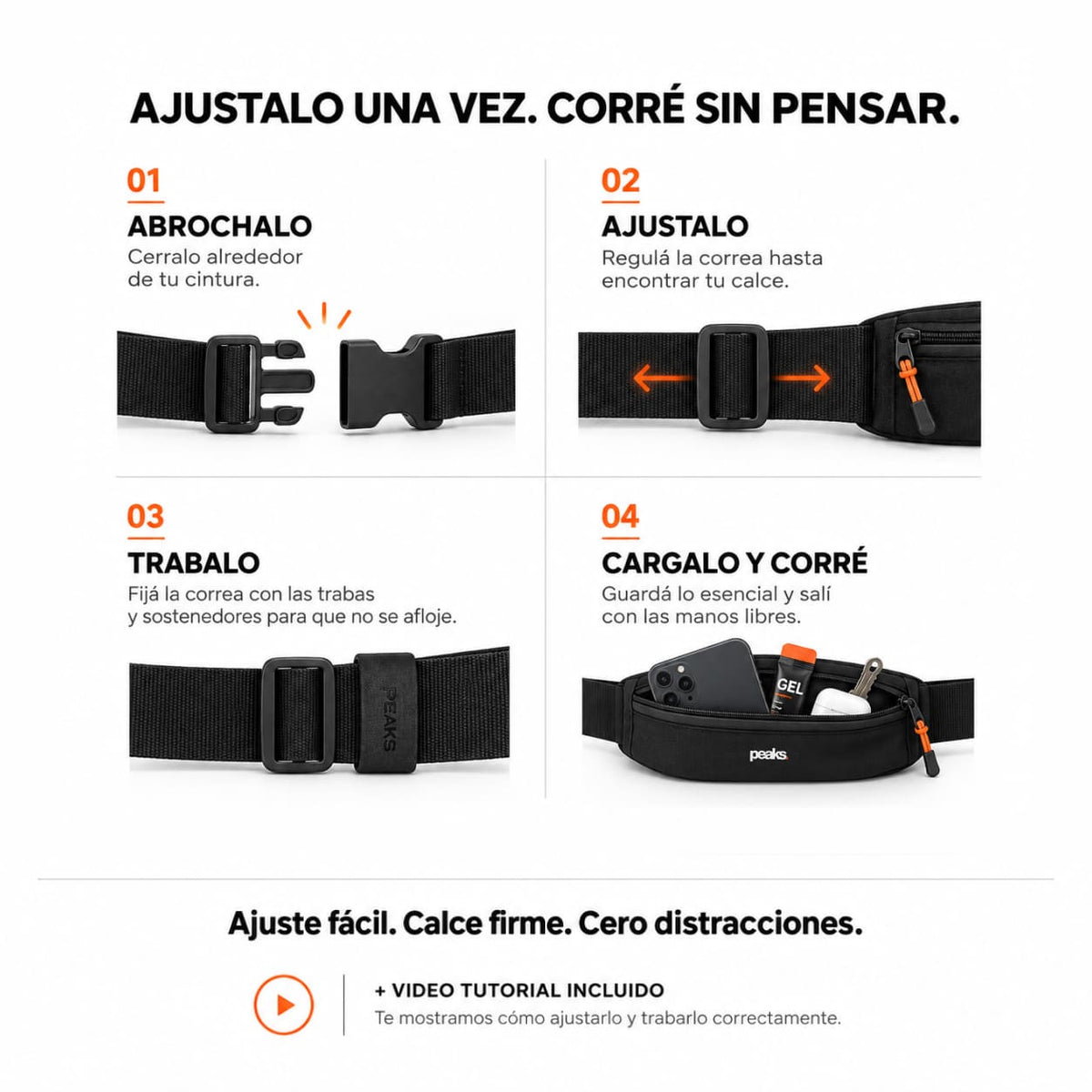Cinturón deportivo Peaks® ergonómico Anti-Rebote Impermeable P5