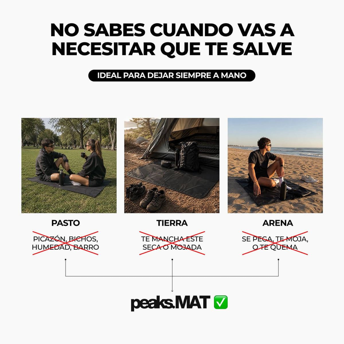 Mat lona impermeable plegable de bolsillo Peaks® (+ estacas)
